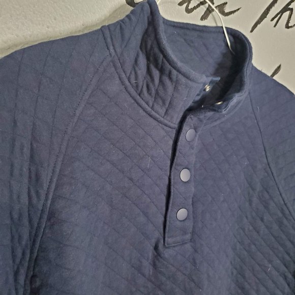 Eddie Bauer Mens Midweight Quarter Snap Mock Quilted Pullover | Navy, XL - Picture 2 of 6